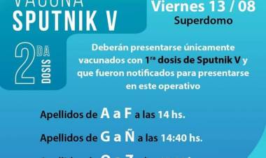 Nuevo operativo de vacunación COVID 19, viernes 13 de agosto