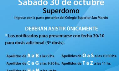 Cambios en el operativo de vacunación Covid 19 para hoy sábado 30