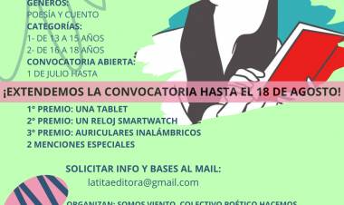Se extiende la convocatoria para el 1° Concurso Literario para Jóvenes de Somos Viento