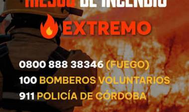 Alerta amarilla por incendios: este jueves el riesgo será EXTREMO
