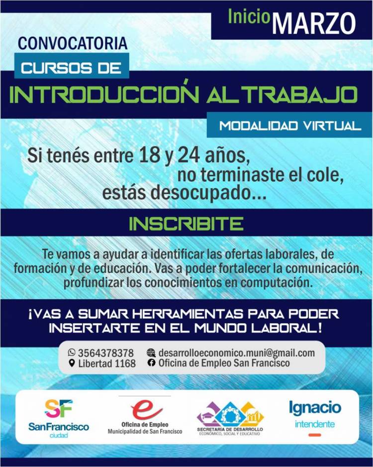Continúan abiertas las inscripciones para el curso de Introducción al Trabajo (CIT) 