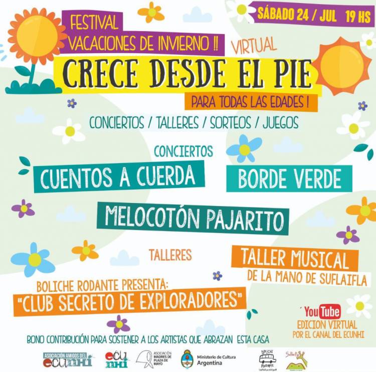 El Festival Crece desde el pie, dedicado a las infancias y organizado por el ECuNHi, se verá online