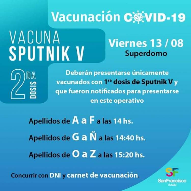 Nuevo operativo de vacunación COVID 19, viernes 13 de agosto