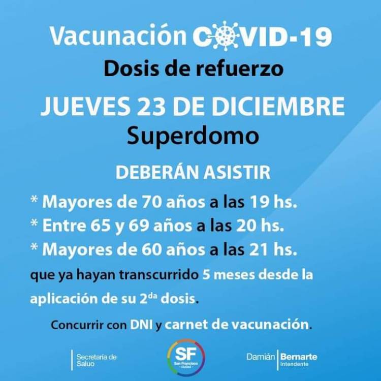 El jueves tendrá lugar un importante operativo de vacunación de refuerzo Covid-19