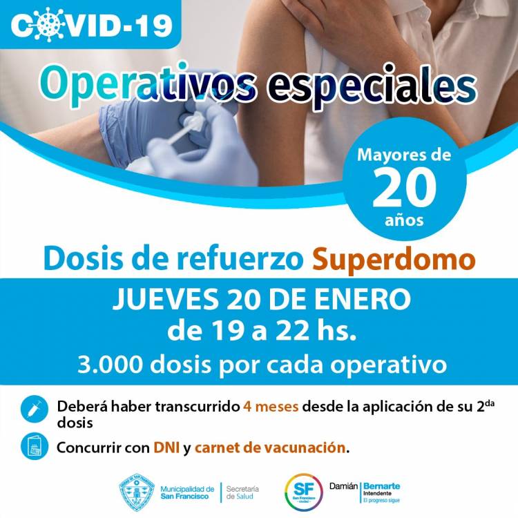 Jueves de vacunación Covid-19 a mayores de 20 años
