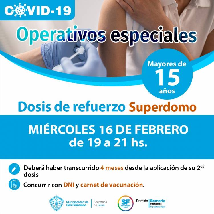 Operativo de vacunación Covid-19 para mayores de 15 años