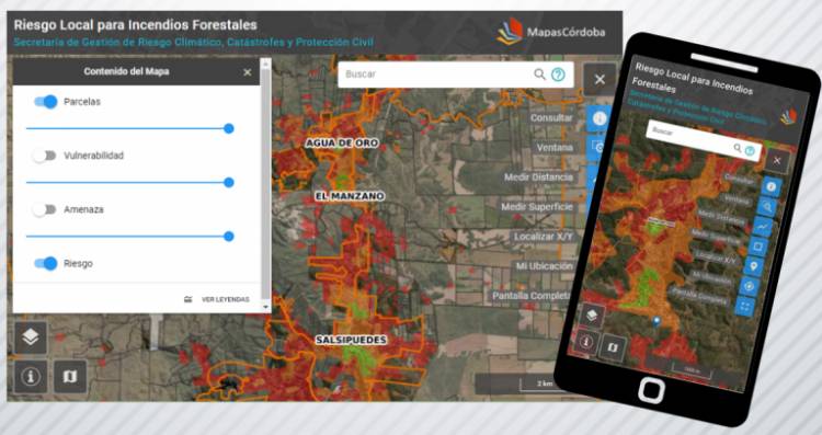 Idecor actualizó el mapa de riesgos de incendios en las Sierras Chicas