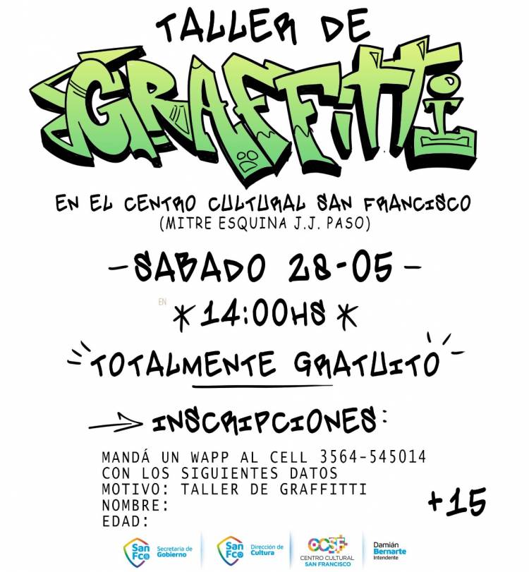 Taller gratuito de Graffiti en el Centro Cultural