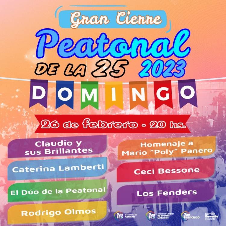 Gran cierre del ciclo 2023 de la Peatonal de la 25