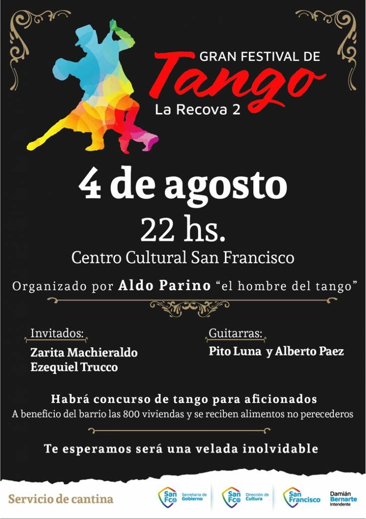 Se presentará el Gran Festival de Tango “La Recova 2” en la ciudad