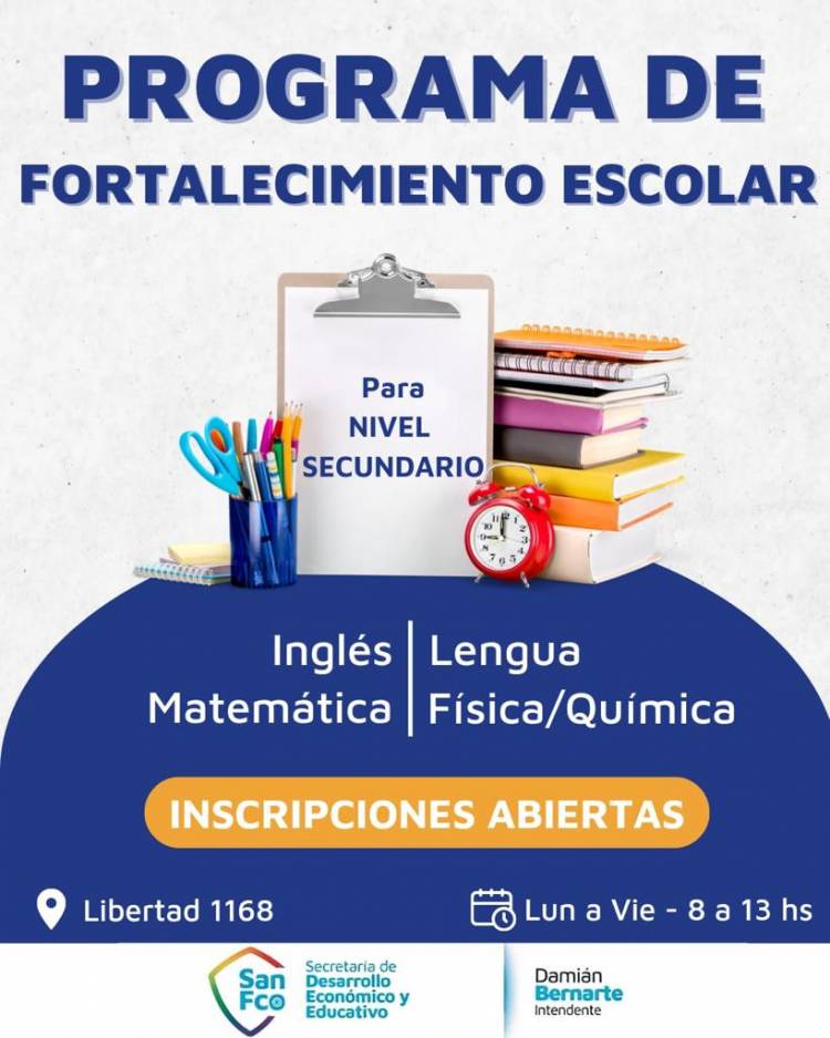 Se encuentran abiertas las inscripciones para el Programa de Fortalecimiento Escolar