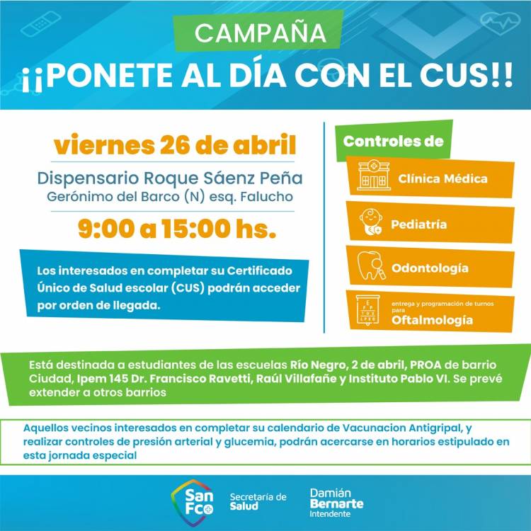SALUD: Campaña “Ponete al día con el CUS"