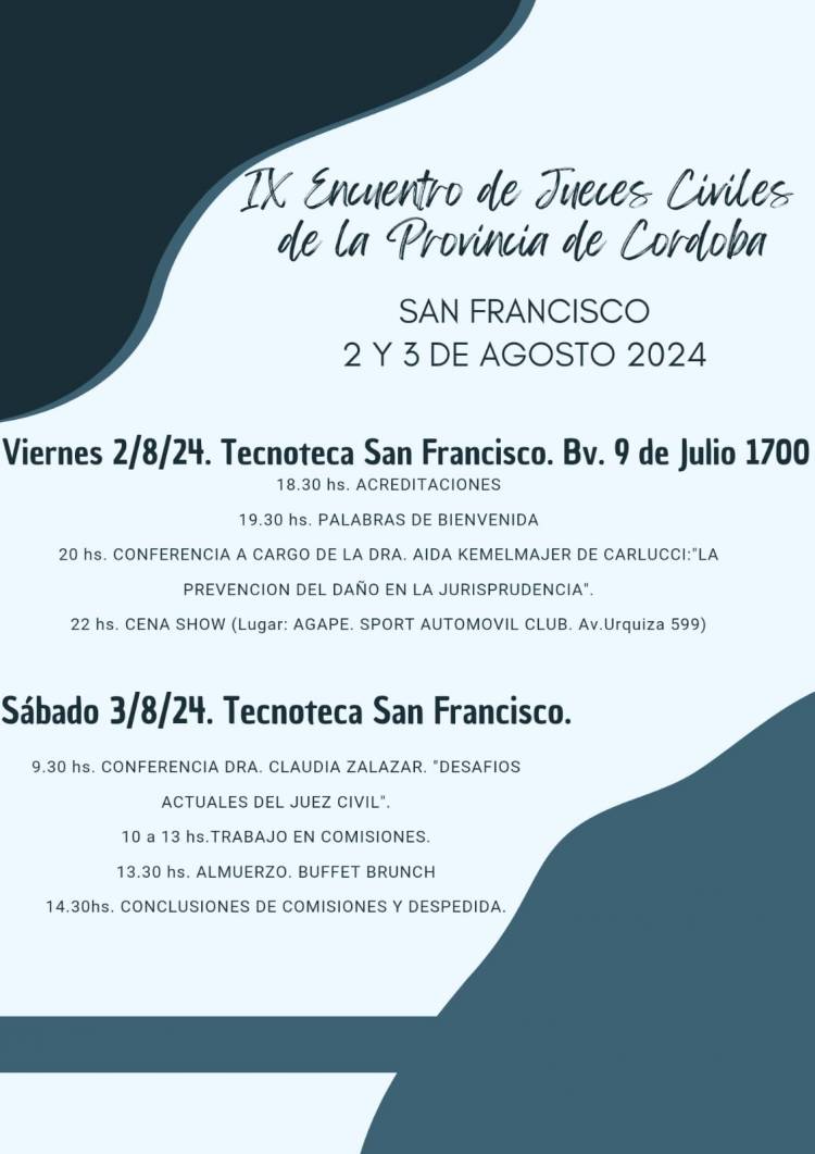 San Francisco será sede del IX Encuentro de Jueces Civiles y Comerciales
