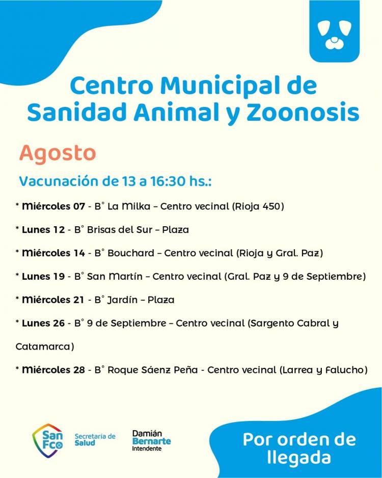 El municipio retoma desde mañana miércoles la Campaña de Vacunación Antirrábica 