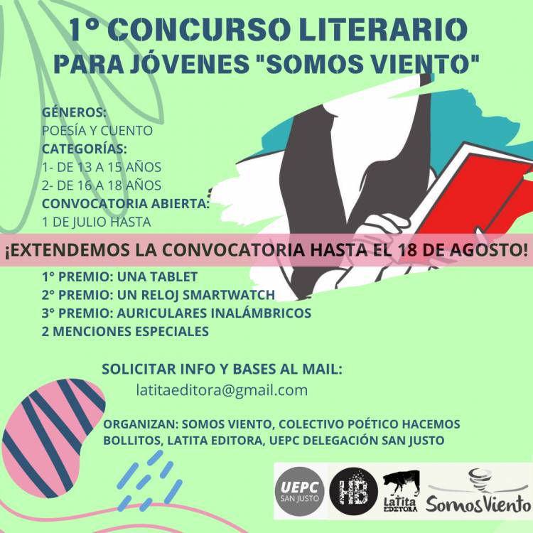 Se extiende la convocatoria para el 1° Concurso Literario para Jóvenes de Somos Viento