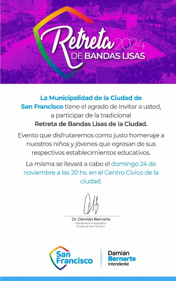 Retreta de Bandas: el municipio se prepara para homenajear a egresados 2024