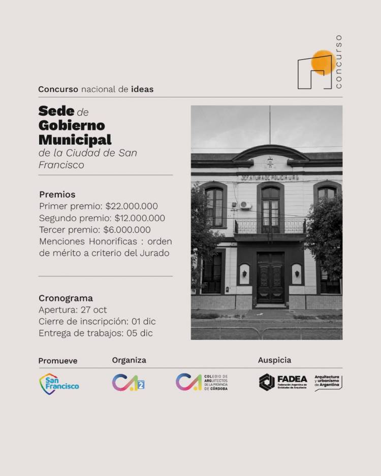 Se abrió el concurso de ideas para construir la nueva sede de la Municipalidad de San Francisco