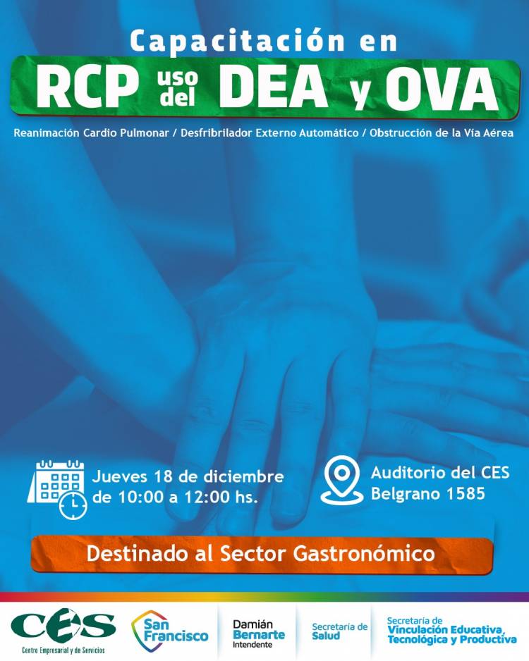 La municipalidad resalta la importancia de realizar los cursos de RCP, uso del DEA y maniobra de Obstrucción de la Vía Aérea