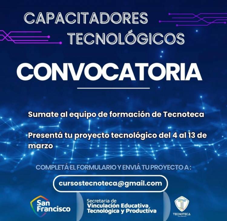 Tecnoteca convoca a capacitadores tecnológicos para el dictado de cursos
