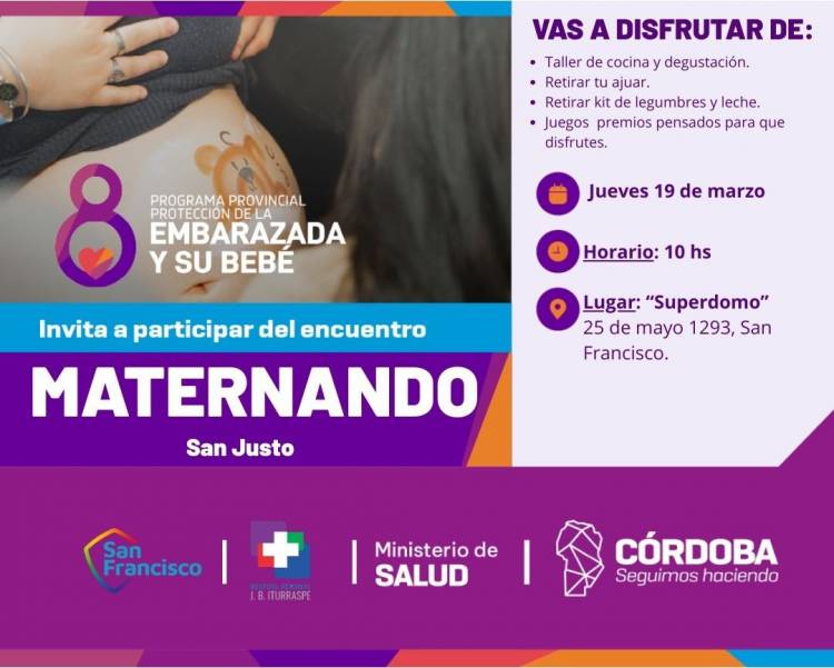 Este jueves se llevará a cabo el encuentro Maternando San Justo